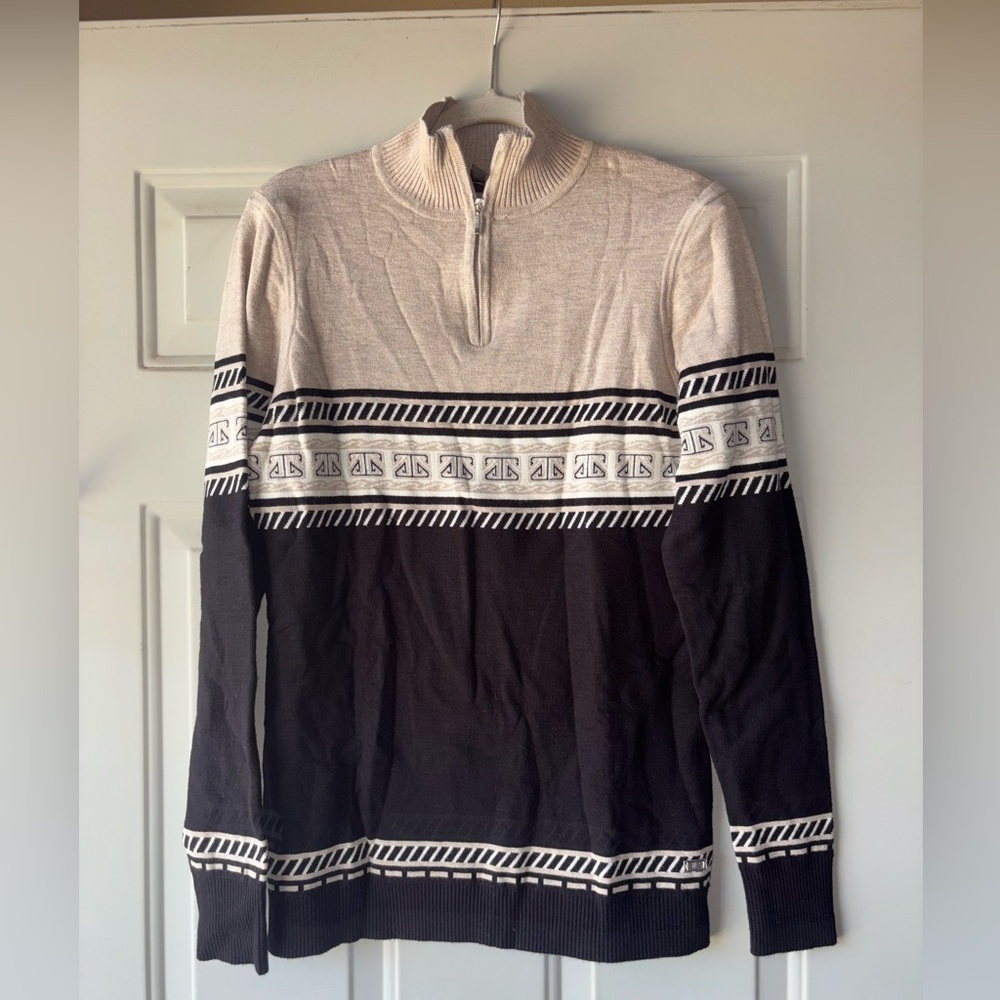 NILS tan/black 1/4-zip sweater size L